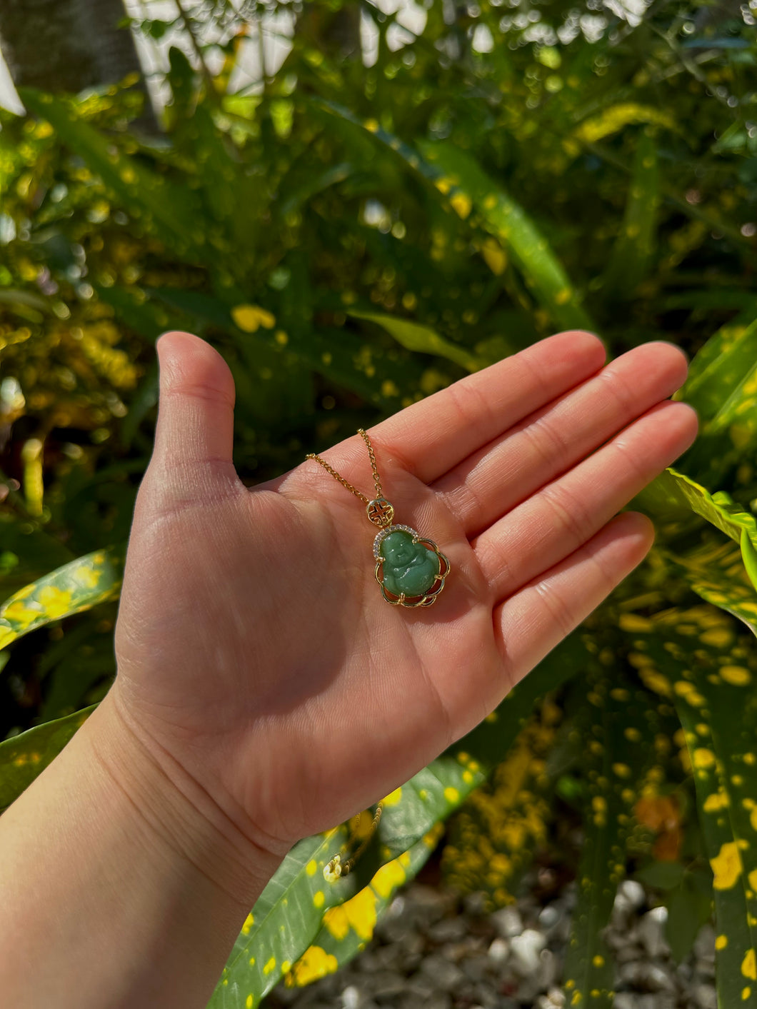 Green Buddha necklace