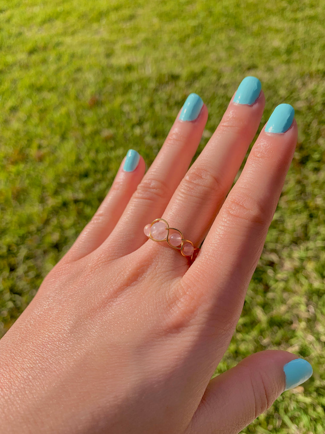 Braided Rose Quartz Ring