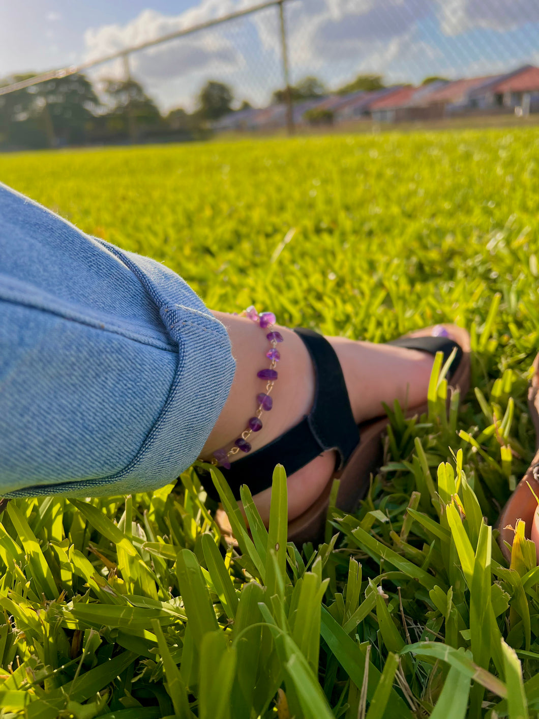 Amethyst chain link Anklet